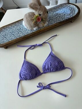 No Boundaries Purple Crochet-Trim Bikini Top